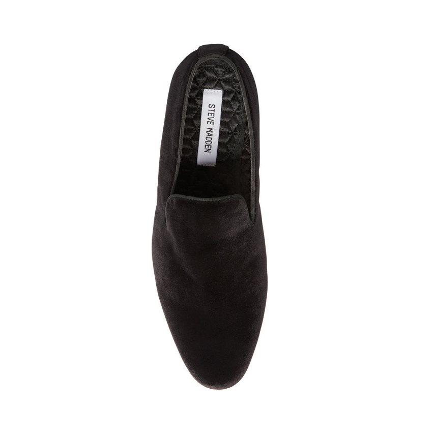 Black Steve Madden Laight Velvet Men's Loafers | PH 8947WAG